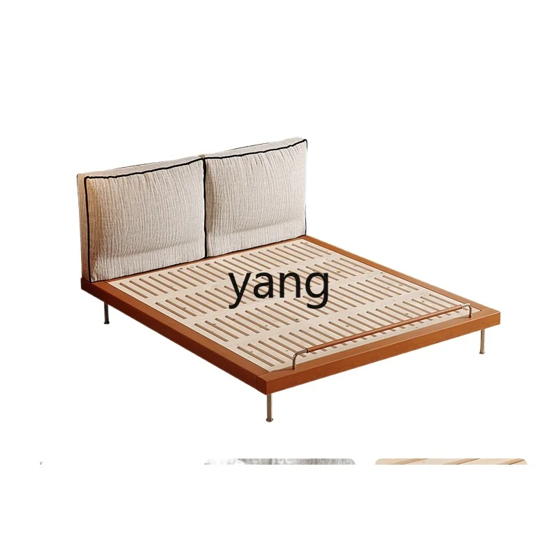 

TGF Vintage Style Solid Wood Bed with Upholstered White Ash Wood Master Bedroom Double Bed Simple Style Wedding Bed