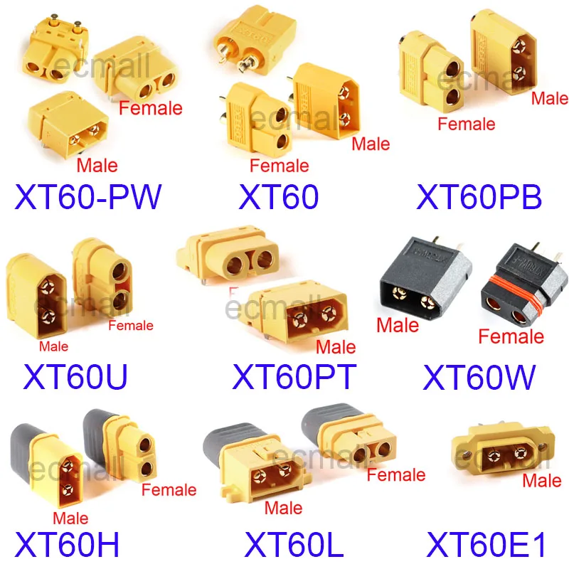 2pcs XT60 XT60E1 XT60H XT60U XT60L XT60W XT60PW XT60PT XT60PB Banana Connector Plug For RC Lipo Lithium Battery Aircraft Model