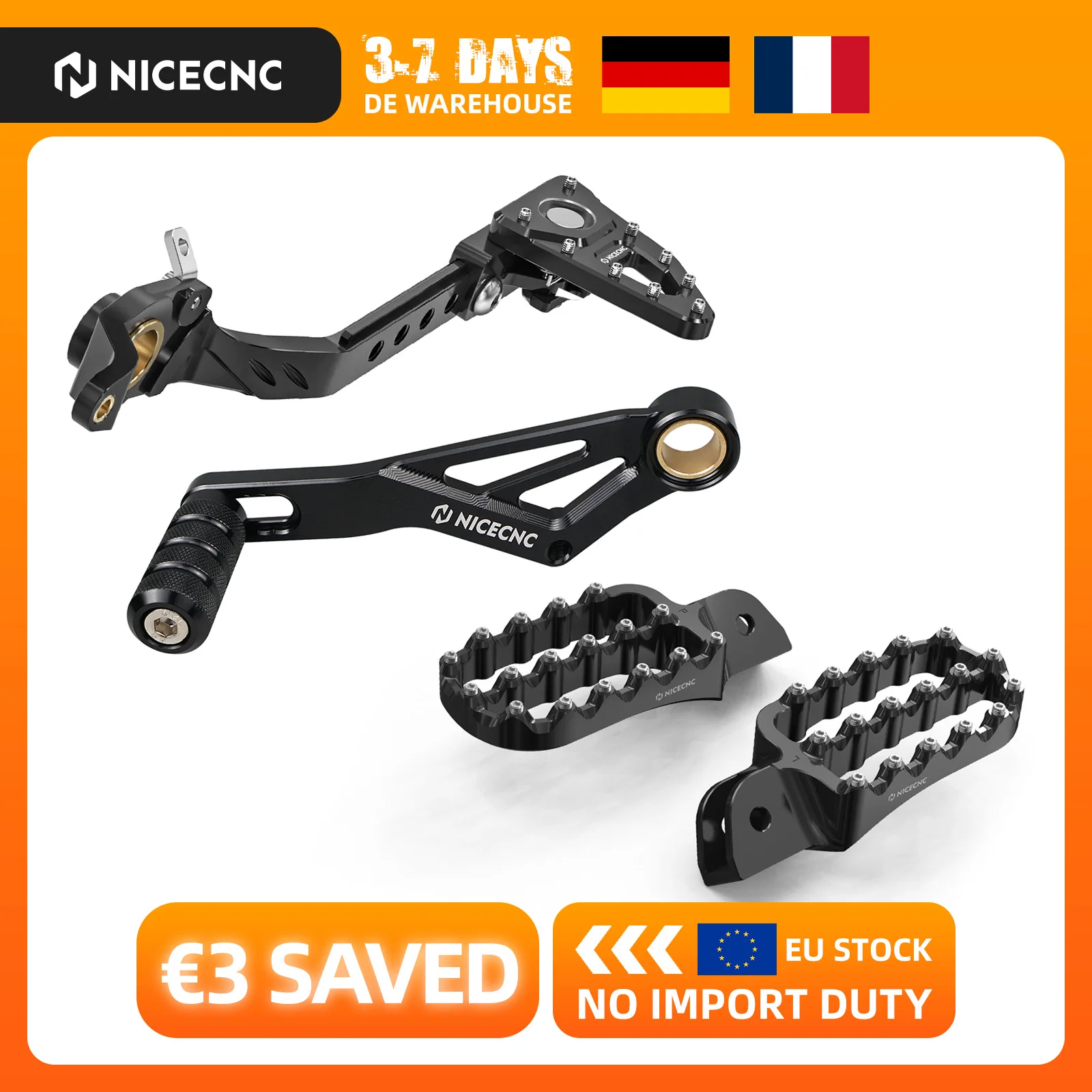 Image of (EU-Lager) Für BMW R1250GS R 1250 GS 2019-2023 R1200GS 2013-2018 R 1200 GS Fußrasten Fußrasten-Bremshebel Schalthebel