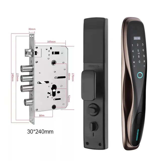 001 TUYA WiFi Smart Security Door Lock with Camera Password & Fingerprint Access APP Controlled Remote Unlock Automatic Features