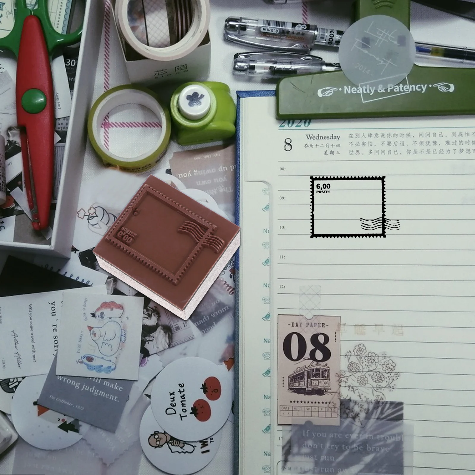 

Retro Style Wooden Stamp Decorative Seal Vintage Creative DIY Card Scrapbook Craft Journal Floral Pattern Stamp for Crafts