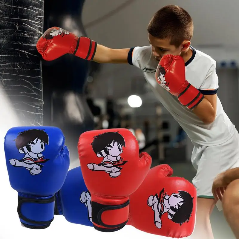 Kids Muay Thai Gloves Cute PU Leather Sparring Gloves Sparring Gear For Kids Home Gym Training Device For Muay Thai Sparring MMA