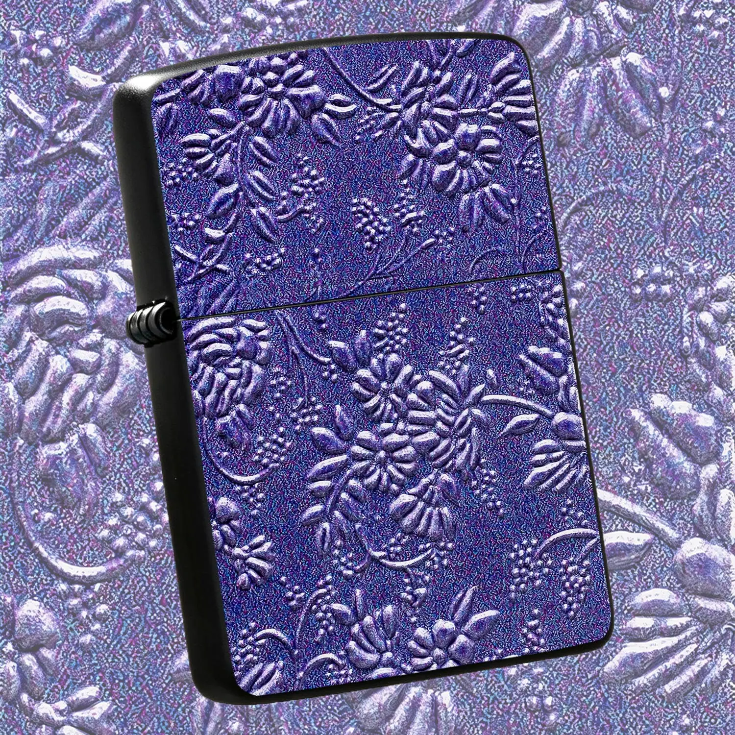 Portable Embossed Floral Lighter, Iridescent Purple Textured Relief Design, Sleek Practical Accessory For Daily Use, Outdoor Gathering, Travel And All Scenarios, Exquisite Trendy Gift For Personal Use Or Gifting, Durab A Humorous And Intere