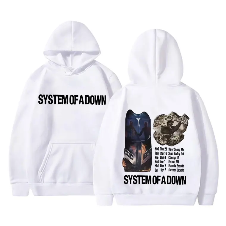 نظام الرجعية من أسفل مزدوجة الوجهين طباعة هوديي الرجال النساء خمر روك المتضخم البلوز الذكور 90s البديل المعادن البلوز #4