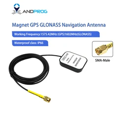 Antenna attiva GPS magnetica 40dBi, antenna GPS Glonass con SMA/Fakra