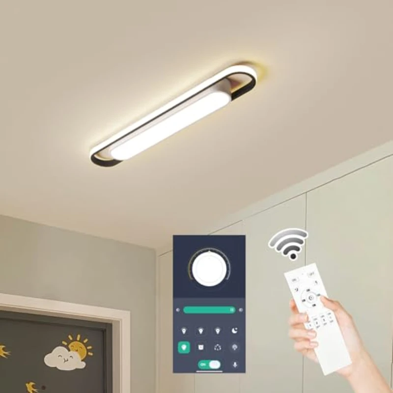 

Modern LED Smart Ceiling Light with Remote/APP Control Flush Mount Dimmable for Living Room Bedroom Office Corridor L: 40CM
