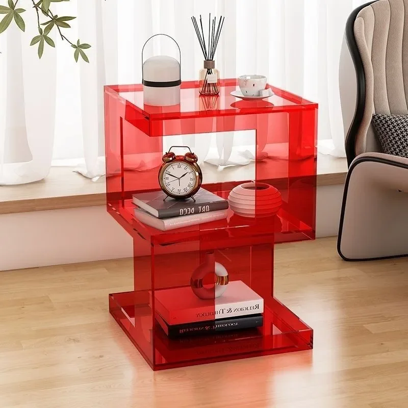 Acrylic sofa edge few creative corner few living room coffee table storage storage rack simple bedroom bedside table shelf