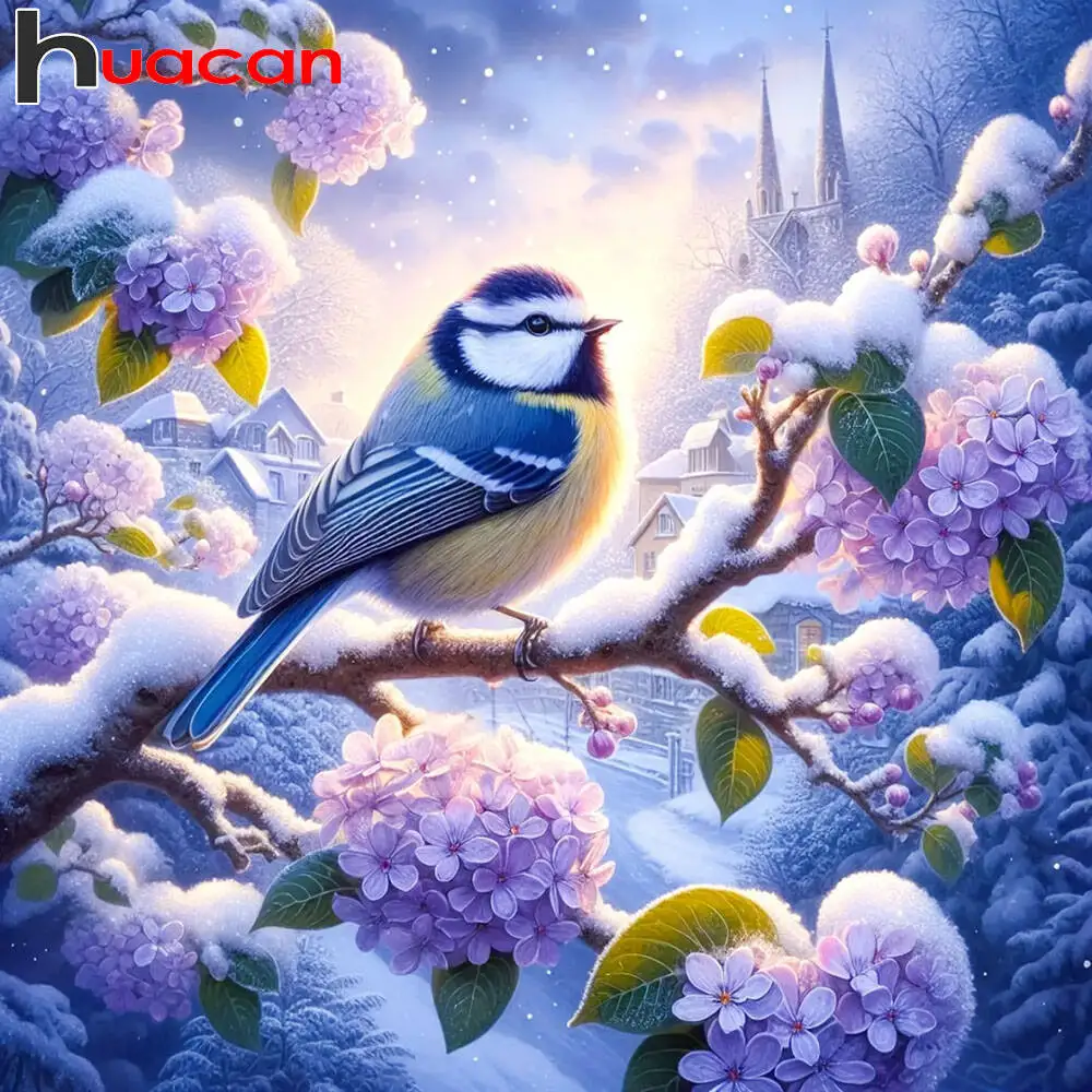 Huacan 2025 مجموعة جديدة لوحات الماس دولفين السماء الماس التطريز البحر الغروب فسيفساء لوحات الديكور الفنية