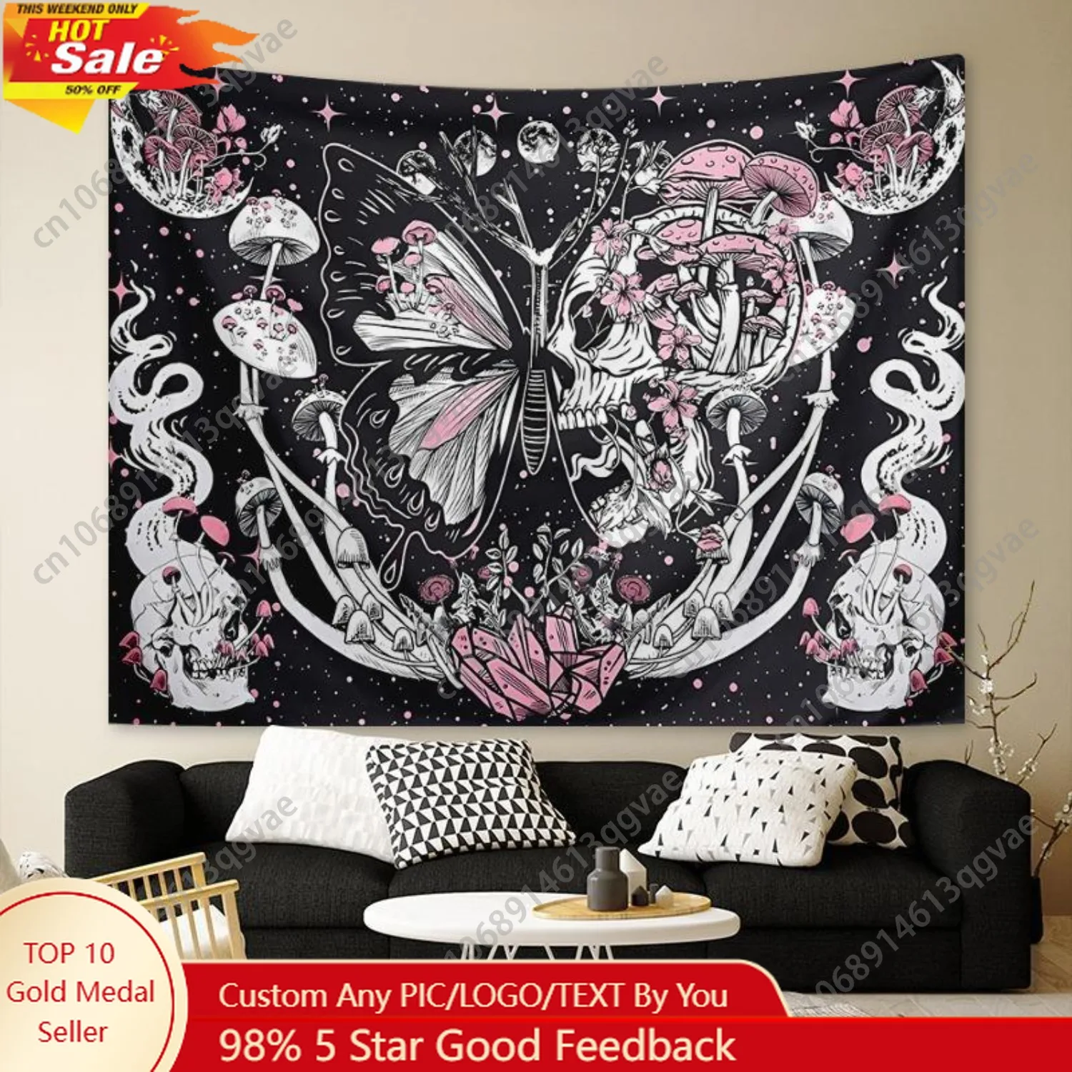 

Butterfly Mushroom Wall Tapestry Home Decor Hanging Room Decor Aesthetic Wall Hanging Tapestry Sweet Furnitur Custom Decoration