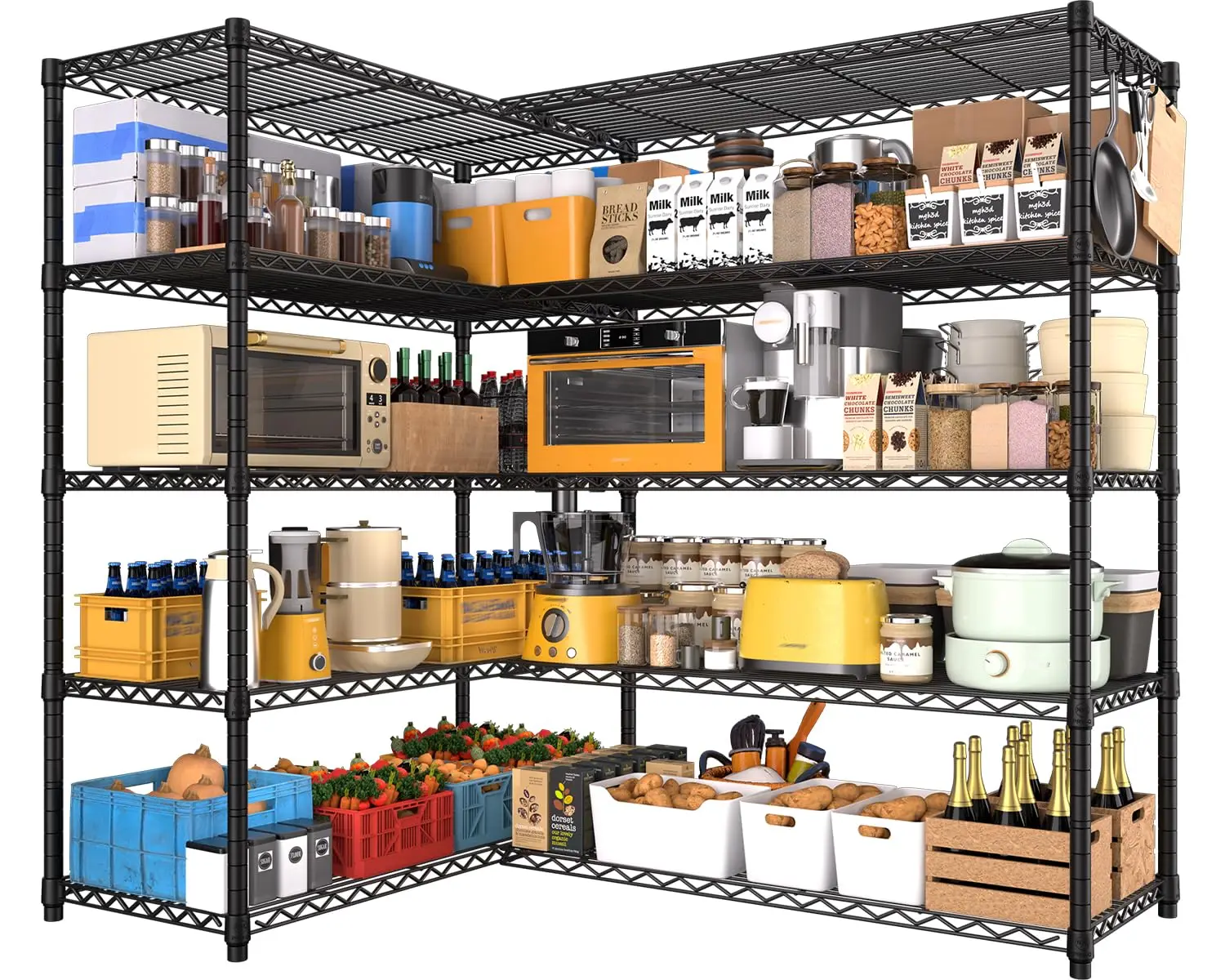 Corner Shelving l Shaped Wire Shelf Pantry Shelves Garage Storage | 72