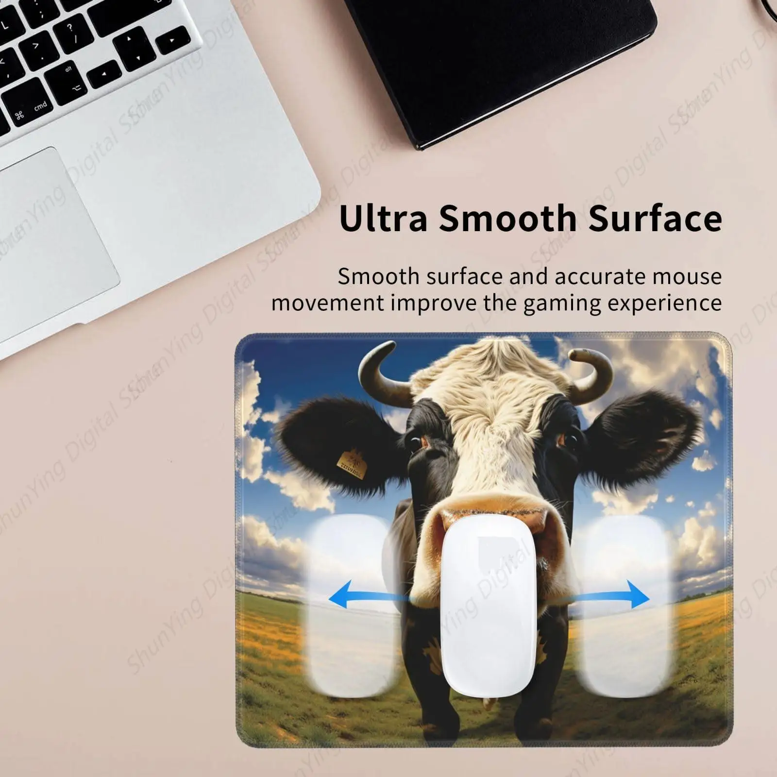 Grassland Cow Mouse Pad Non Slip Rubber Washable Mouse Pad Computer Keyboard Pad Desktop Decoration Gift 18*22cm