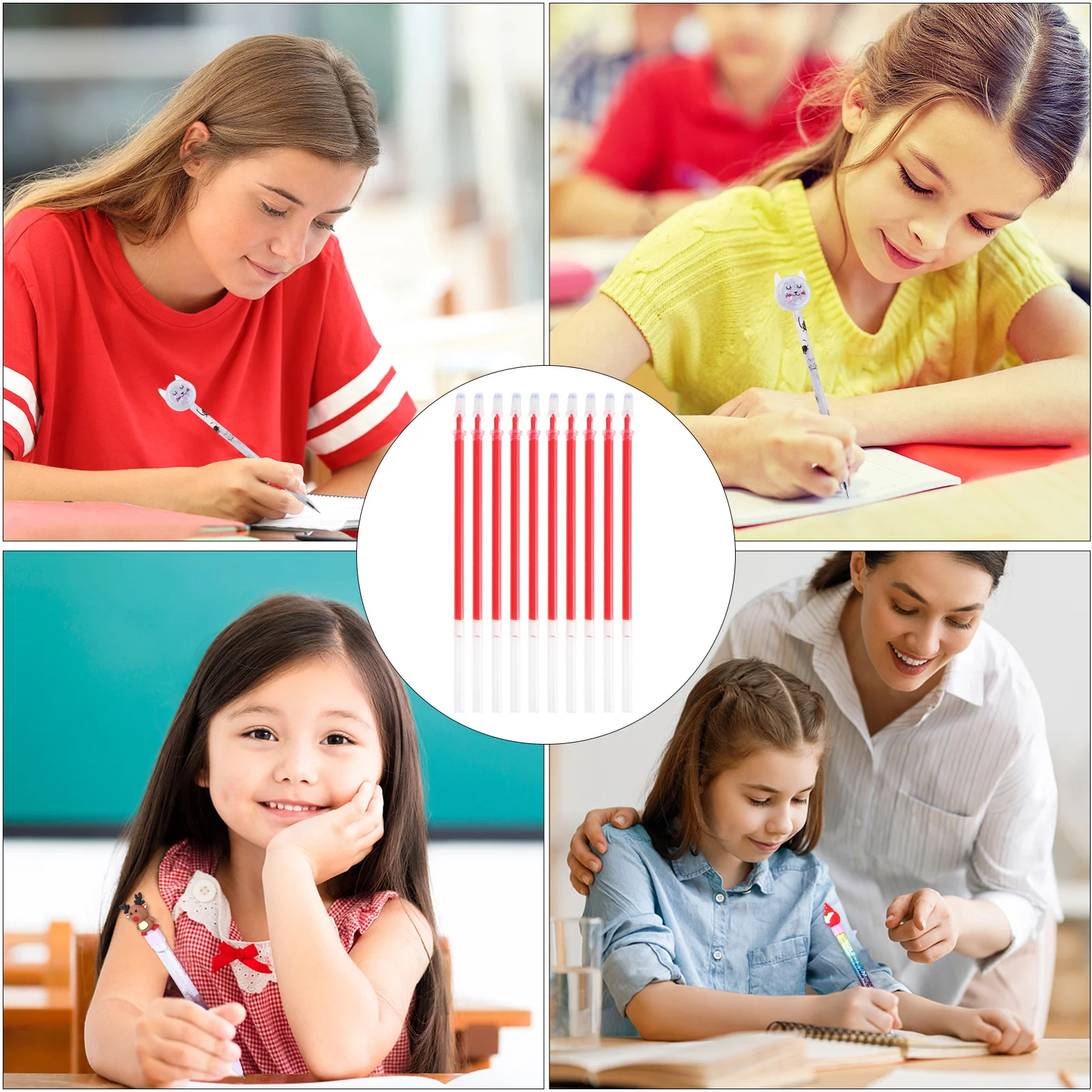 

100 шт., сменные стержни для гелевых чернил, 0,5 мм, сменные стержни для гладкого письма, сменные стержни для ручек, канцелярские принадлежности, ежедневное использование