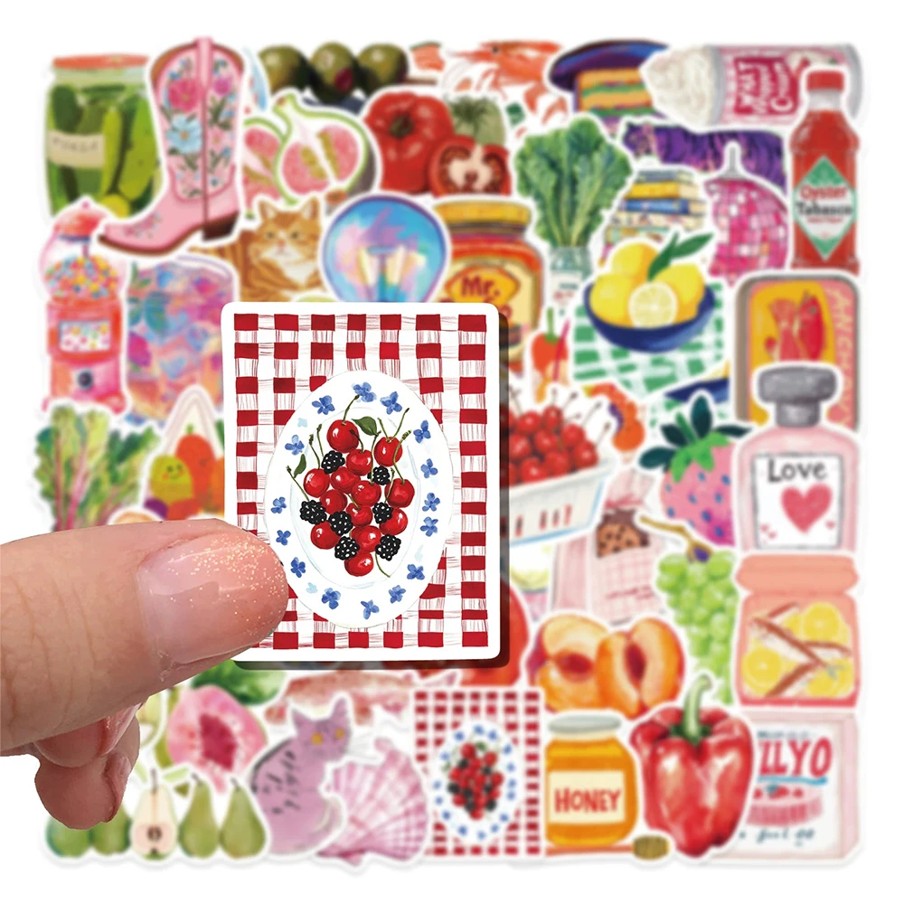 

10/30/50pcs Mediterranean Aesthetic Food Stickers Vintage Cartoon Decals Motorcycle Guitar Phone Cool Graffiti Sticker Wholesale