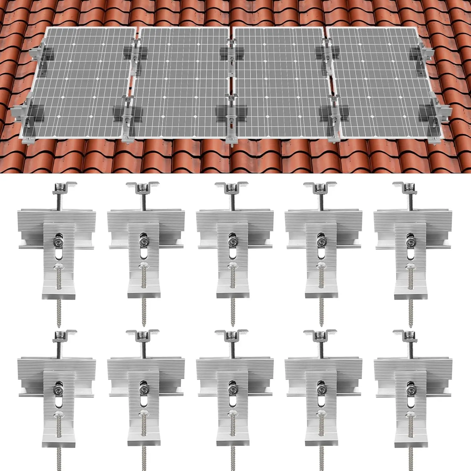 

10Pcs Solar Panel Fixing Rail Solar Panels Support Aluminum Alloy Bracket For Flat Roof Metal Roof Solar Panel Module