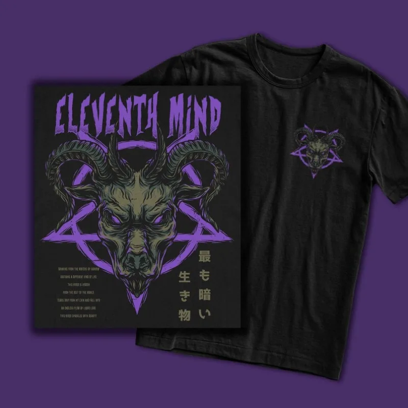 

00013273#A-Death Goat T-Shirt | Streetwear Graphic Tee, Urban Aesthetic