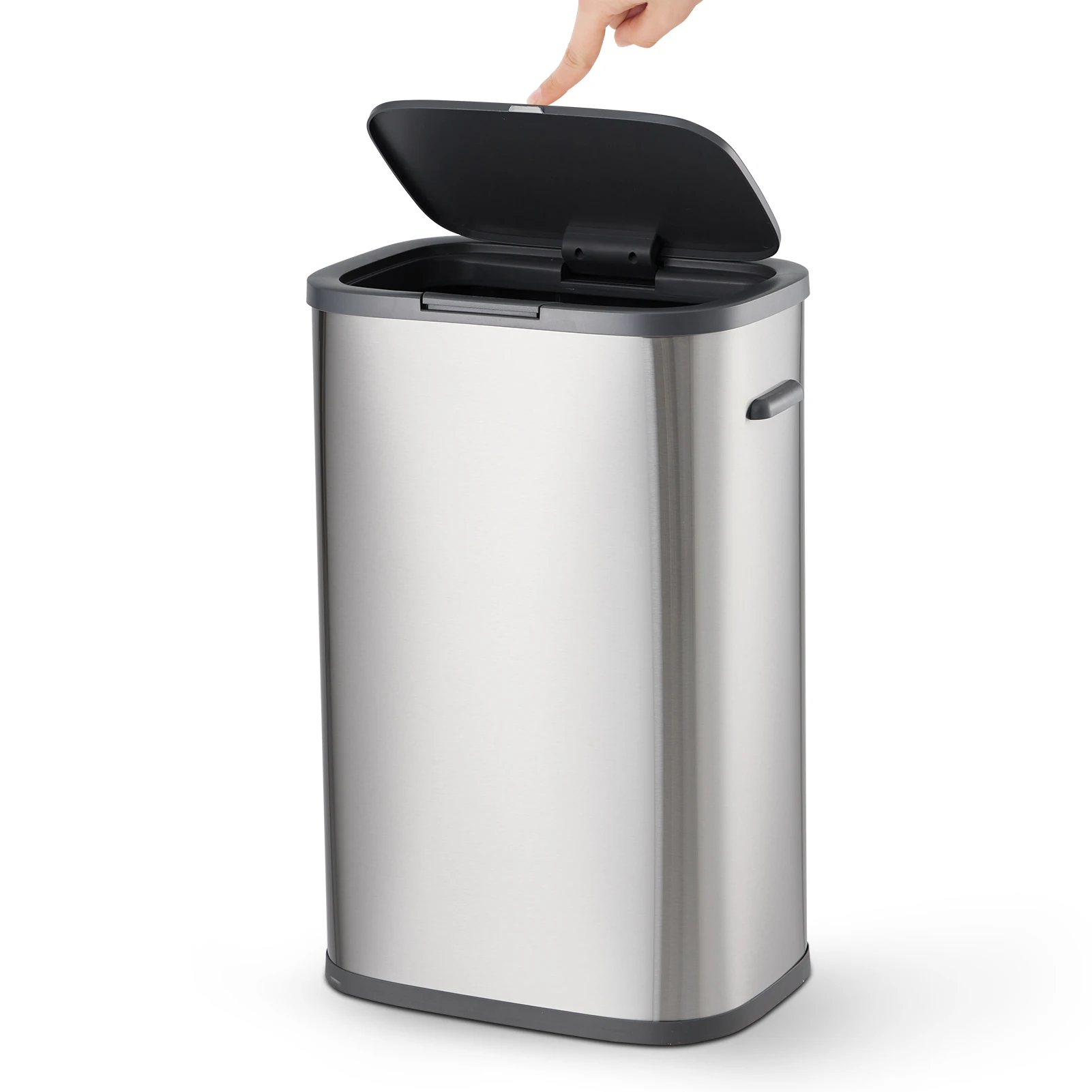 Kitchen Trash Can, 55L/14.5 Gallon Stainless Steel Trash Can with Press-Top Lid, Anti Fingerprint Trash Bin, Garbage Can