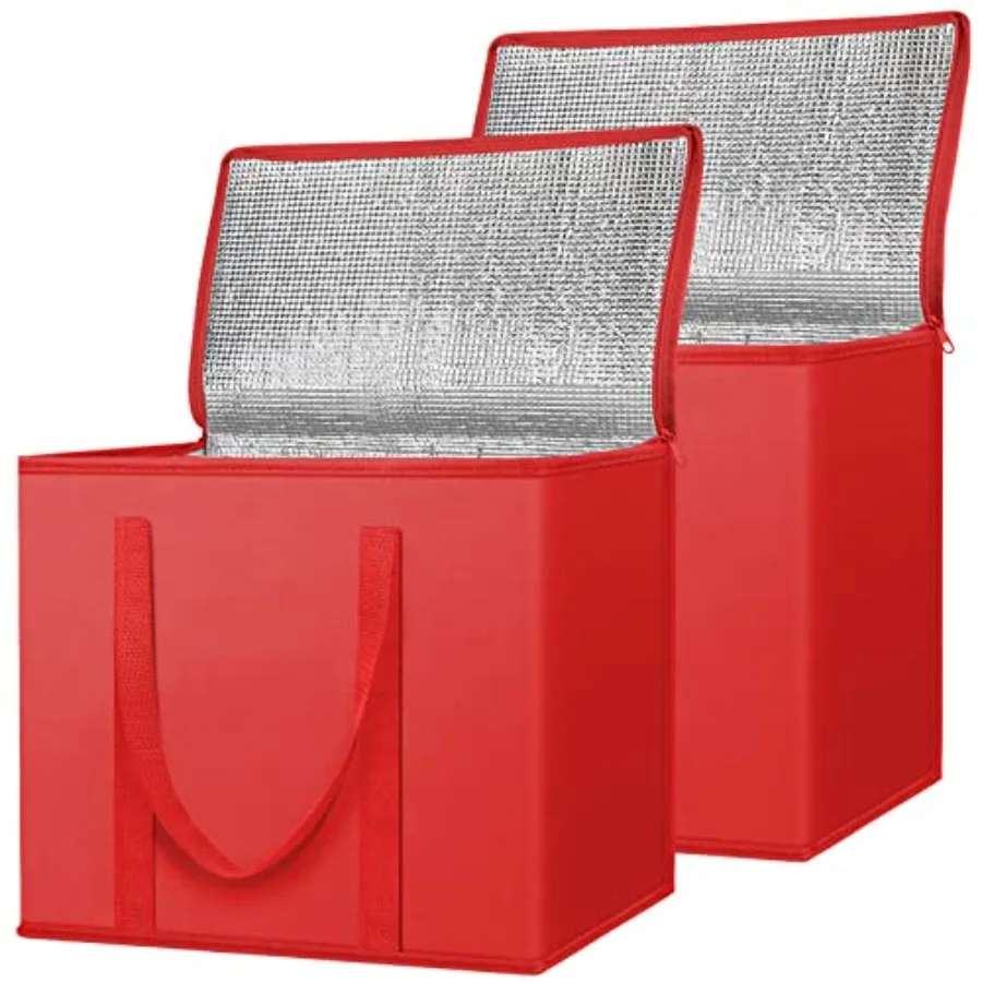 

Набор из 2 многоразовых термосумок для продуктов, складная сумка-холодильник для продуктов, сверхпрочная большая термосумка 16''x9''x13''