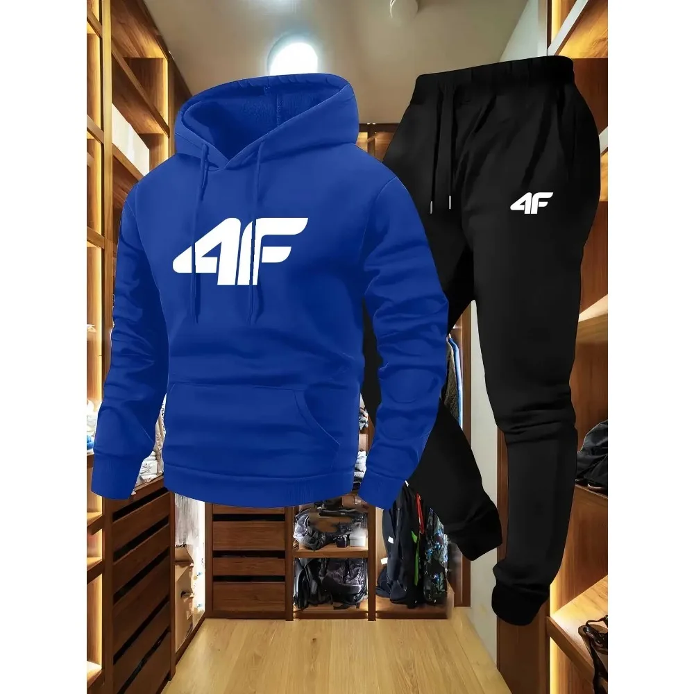 

2025Fashion Print Pieces Suits Male Casual FitnessTracksuit For Men Hooded Sweatshirt And Sweatpants Two Jogging Sports Sets