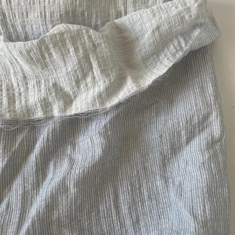 Blue and white striped printed polyester cotton fabric for blouse skirt hairband clothing handmade fabric DIY