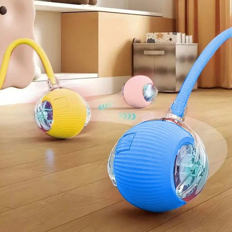 Interactive cat ball toy automatic rolling ball with tail charging smart pet interactive toy smart cat mouse