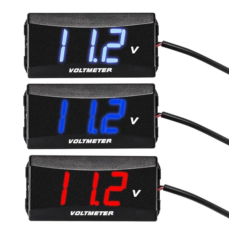 Digital Voltmeter DC 12V To 48V Digital Voltmeter Voltage Panel Meter Red/Blue/Green For 12V 48V Electromobile Motorcycle Car