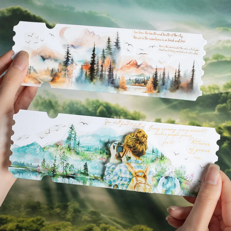 Journal GO 5x200cm poèmes cachés dans la montagne Vintage forêt paysage Washi ruban créatif Journal matériel Collage papeterie
