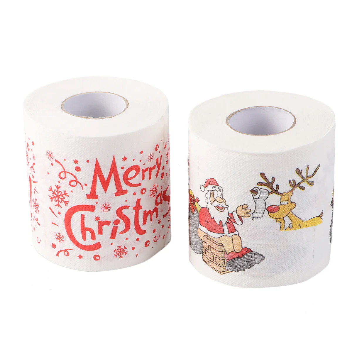 2 Roll Restaurant Toilet Paper Christmas Gift Comfortable Printed Santa Pattern Christmas Toilet Roll Paper New Year Decoration