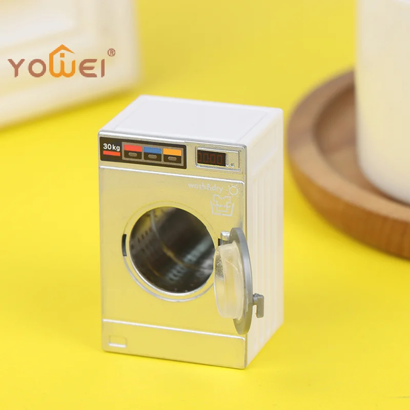 Latest 1:12 Dollhouse Miniature Washing Machine Home Appliance Laundry Model Decor Toy