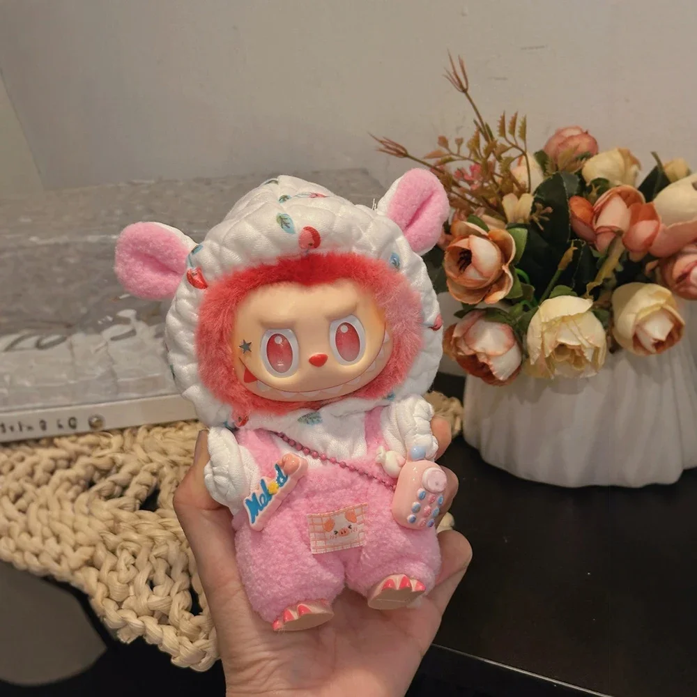 

Милая пижама с медведем для куклы Labubu 17 см, одежда с милым медведем, пижамный комплект из 3 предметов, аксессуары для одежды