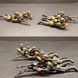 1:72 Scale Model Resin 4 Pcs Germany Camouflage Soldiers With Heavy Machine Gun Group Action FIgure Accessory DIY Display Toys