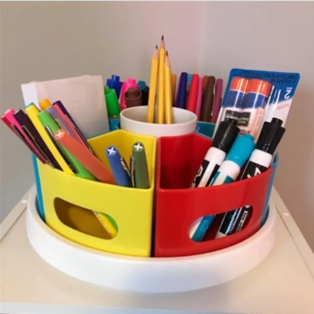 

12 Inch 9-Grid Rotatable Combination Pen Holder Office Desktop Storage Pen Holder Makeup Brush Storage Box