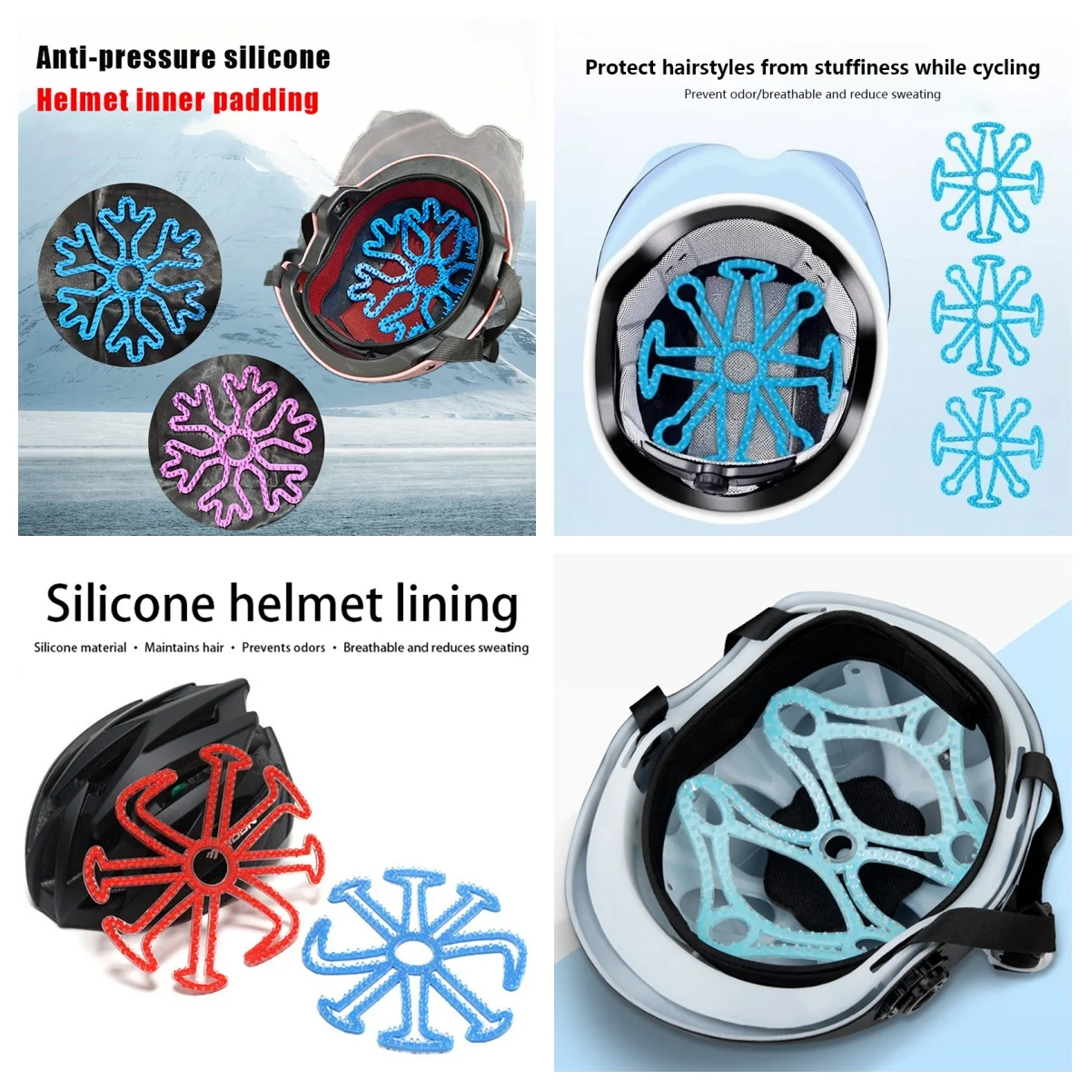 ●Flexible Helmet Anti-deformation Inner Silicone Pad Ventilate Helmet Liner Pad Motorcycle Bike Helmet Accessories