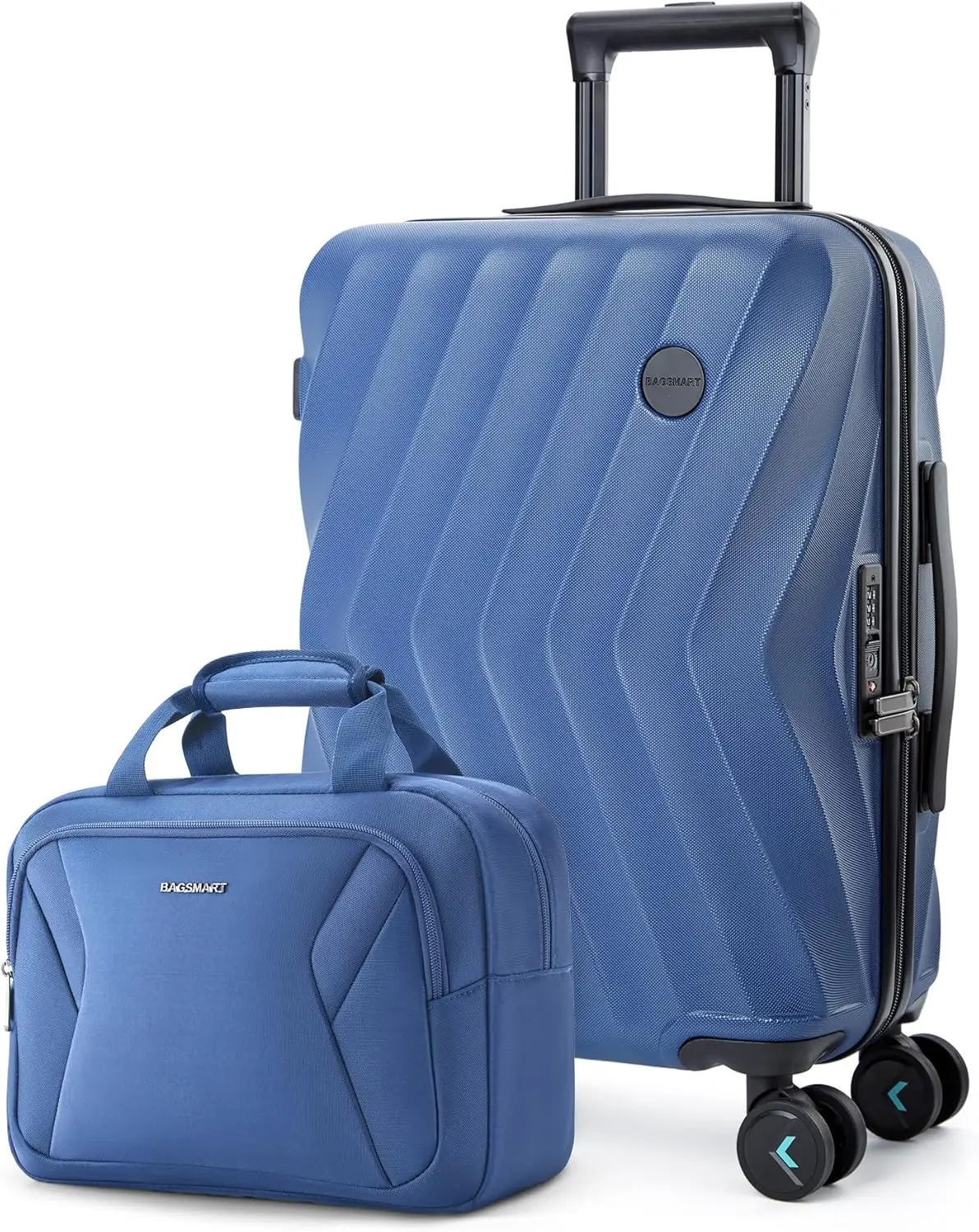 

20 Inch Hardside Carry-On Luggage Set with Duffle Bag, Airline Approved Spinner Wheels for Men and Women, Blue