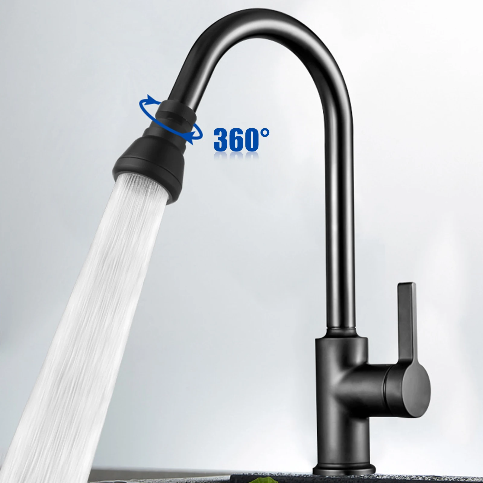 360° Rotatable Tap Head Faucet Extender Splash-Proof Kitchen Tap Sprayer with 3 Modes Water Saving Black Copper Water Tap Head