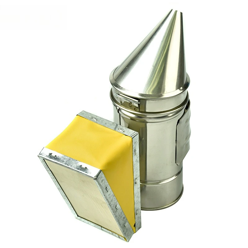 1Set  Stainless Steel Beekeeping Smoker Hive Box Tool Supplies Manual Smoke Maker with Hanging Hook Hive Feeder