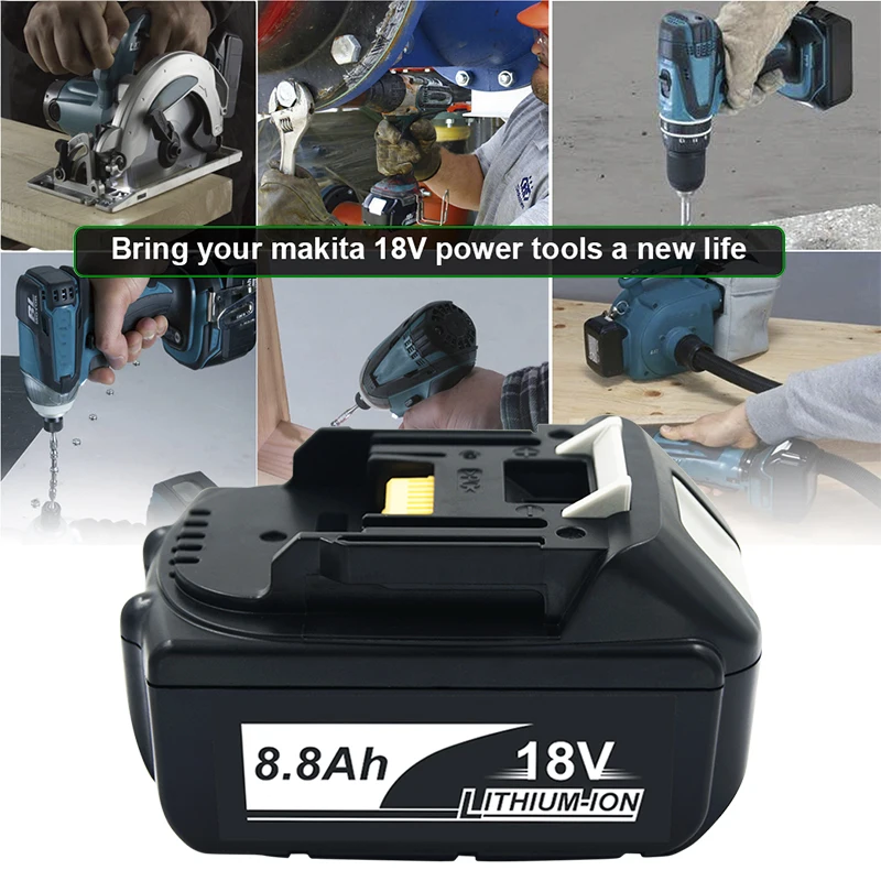 BL1860 18V 8.8Ah Li-ion Power Tool Rechargeable Battery for Makita Screwdrivers BL1830 BL1840 BL1850 BL1860B BL1830B DF454DZ