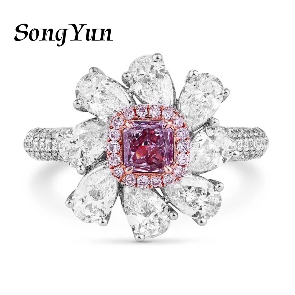 

SONGYUN Designer Jewelry 925 Sterling Silver Ring Zircon 7A Emerald Anniversary for Girls 18K Real Gold Plated Fine Jewelry Ring