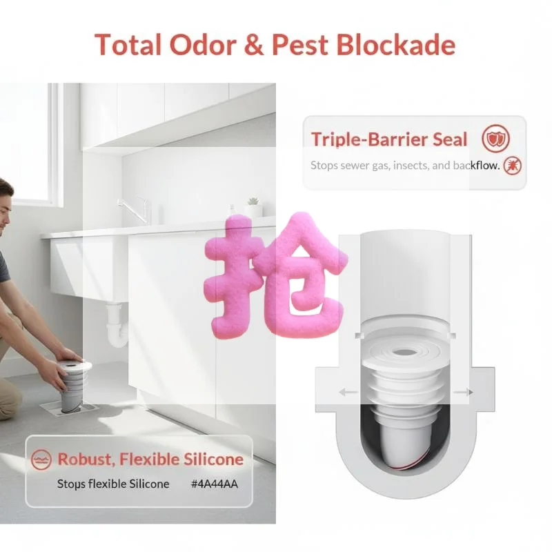 

Silicone Bathroom Sewer Seal Ring Kitchen Sink Sewer Pipe Plug Washing Machine Anti-odor Leakage Floor Drain Seal Connector Plug