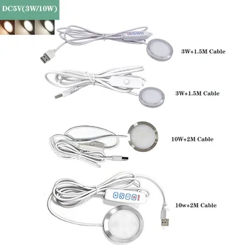 Ultra ince 8mm USB DC5V 3W 10W Kısılabilir Spot Yüzeye Monte Mini LED Dairesel Basit Tavan Işık Sergi Dolabı Lambası