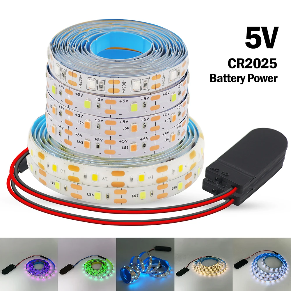 2835 LED Strip 60LED/m CR2025 power supply flexible decorative Light Strip suitable for TV mirror and room atmosphere lighting