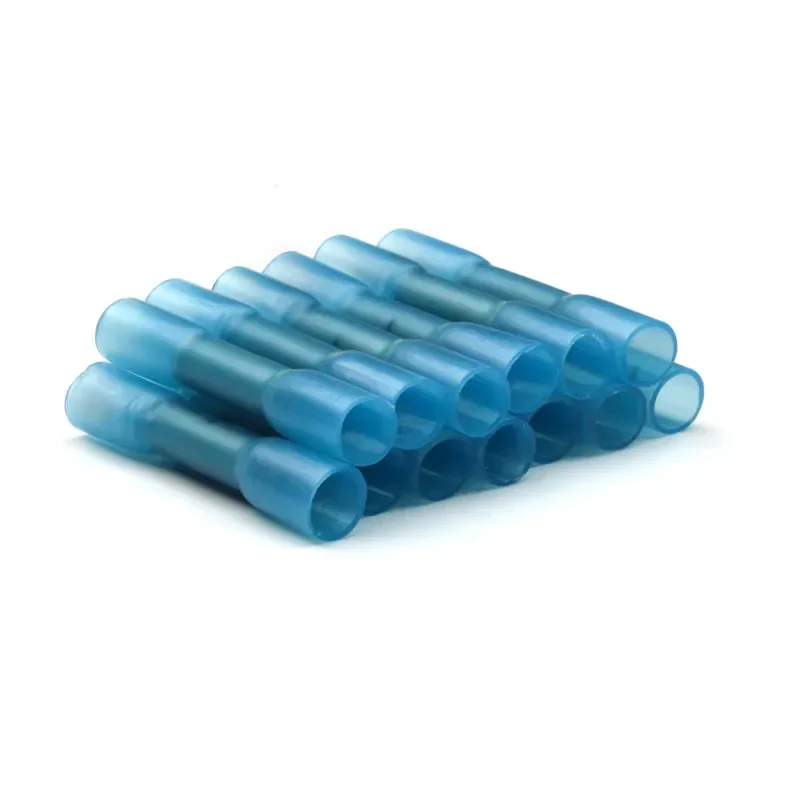 25/50/100PCS Blue Heat Shrink Butt Terminals Insulated Electrical Wire Connectors 16-14 AWG Cable Crimping Terminals Connector