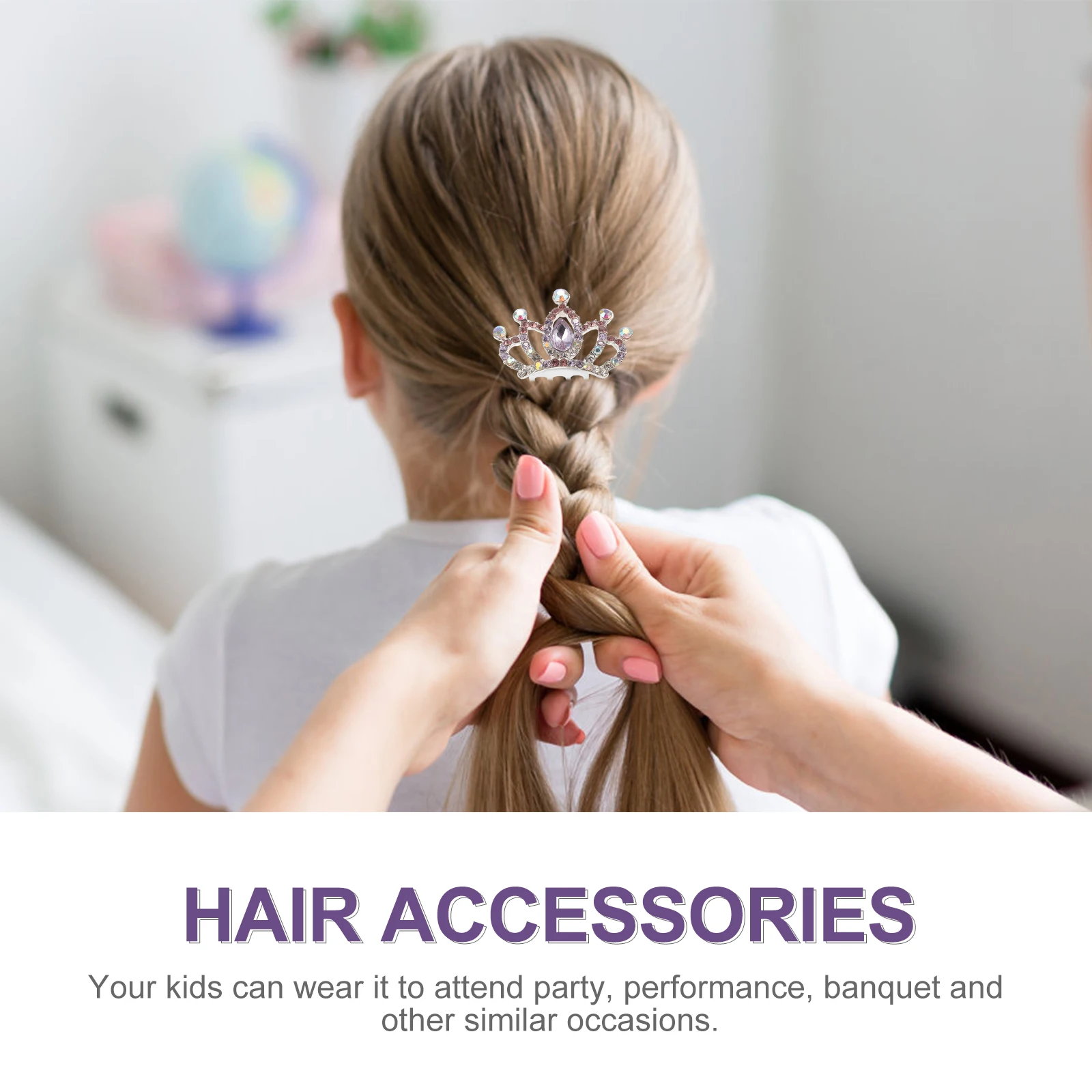 

Crown Comb Hair Accessories Kids for Girls Korean Version Diamond Hairpin Miss Toppers