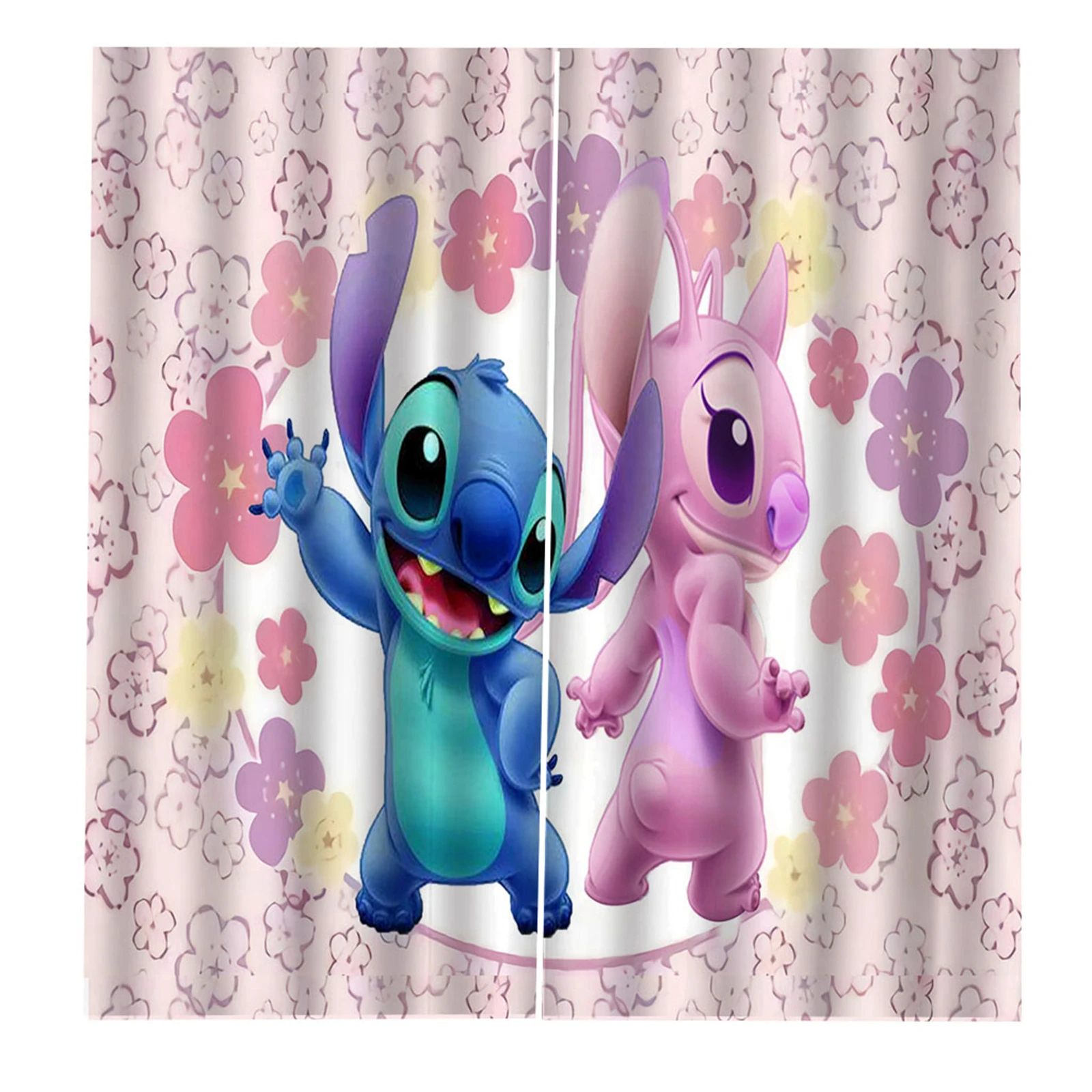 Stitch 100% Polyester Printed Anime Curtains For Living Room Living Room Bedroom Blackout Curtains Home Kitchen