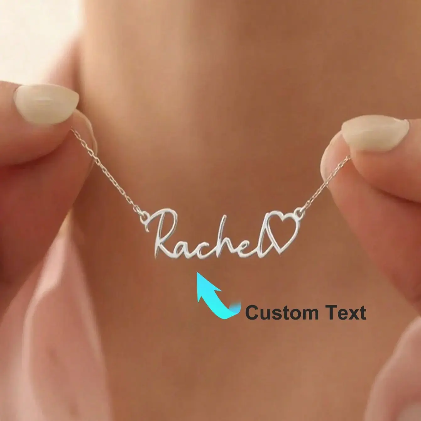 Custom Name Necklace with HollowHeart Dainty Customzied Name Necklace Personalized Jewelry Birthday Gift for Daughter