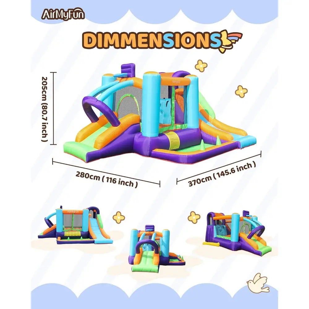 Dmuchany zamek dla dzieci i niemowląt, dmuchany domek do skakania z dmuchawą, na zewnątrz i do wewnątrz, na podwórko, z zjeżdżalnią (