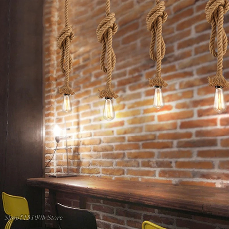 Loft Hemp Rope Pendant Lamp Vintage Net Spider Chandeliers Ceiling Pendant Creative Bar Lamp DIY Cafe Fairy Lights Weave Wire