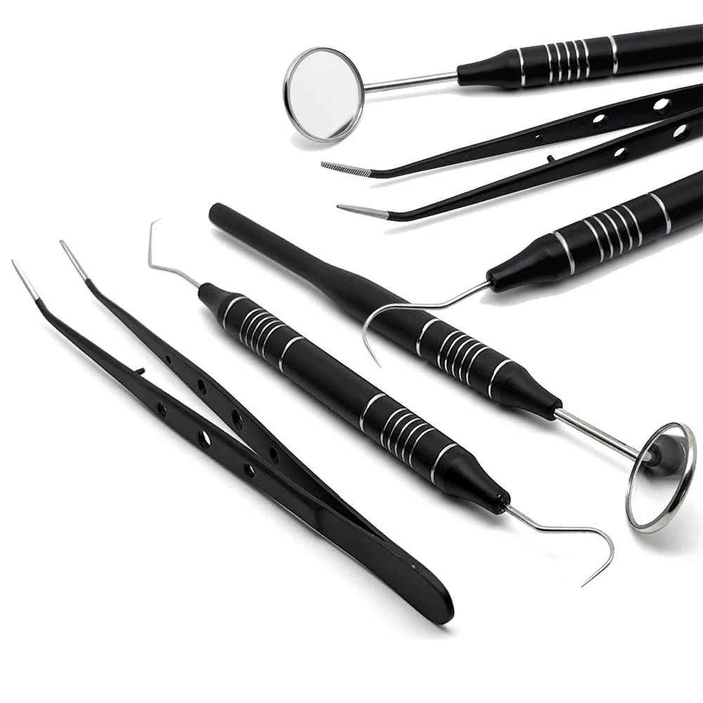 

Kit Dental Mouth Mirror Tweezers Curve Probe Dentist Instrument Teeth Care Cleaning Dental Tools