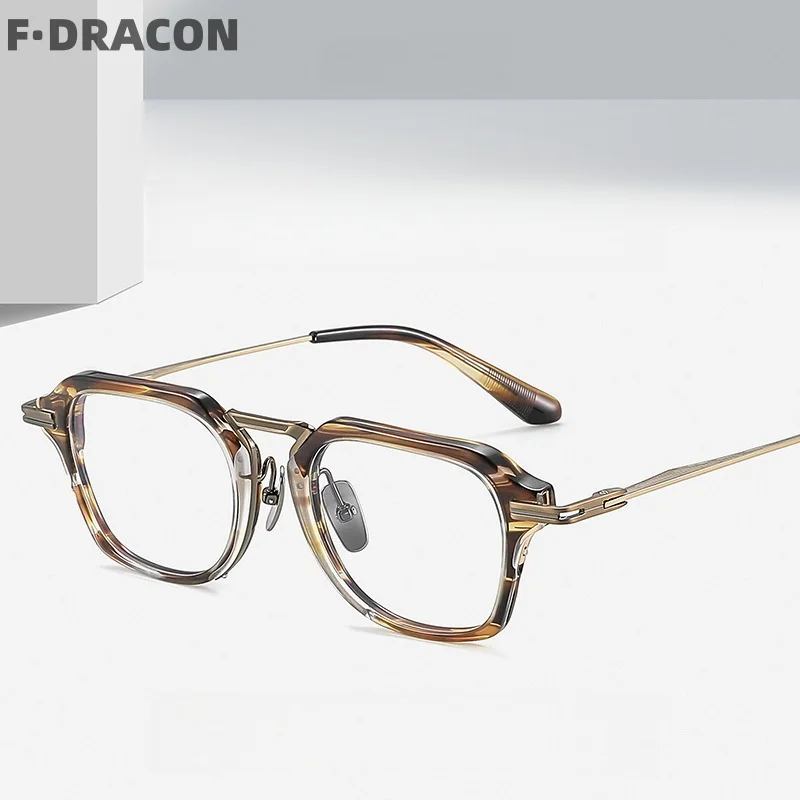 F·DRACON Titanium Eyeframe Vintage Business Men's Eyeframe Handmade Sheet Optical Prescription Eyeframe DTX413