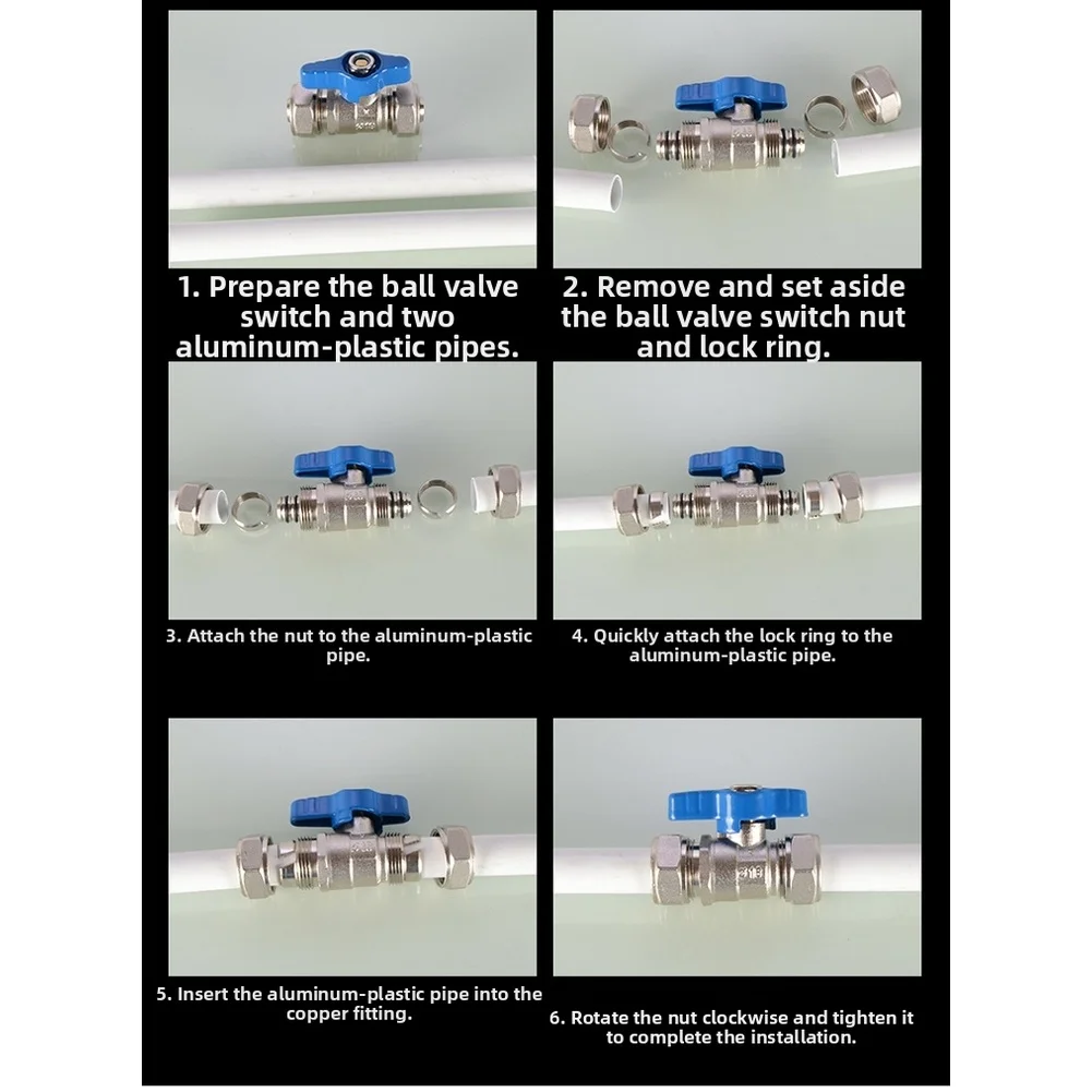 Brass Ball Valve for Aluminum Plastic Pipes Featuring 6 Point Actuation and Dual Thread Design for Stable Fluid Control