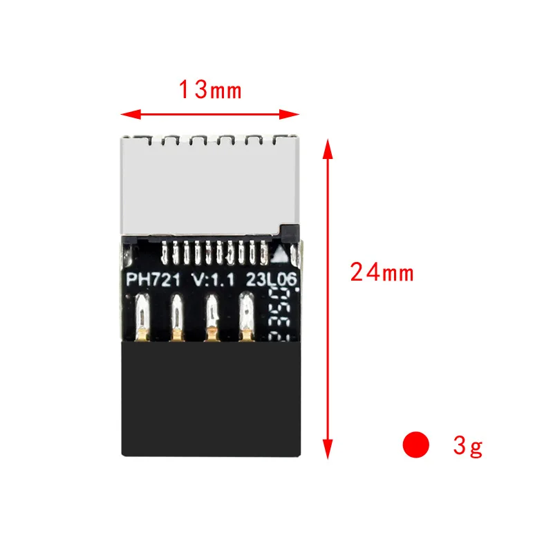 Desktop Motherboard USB 2.0 9-Pin to USB Type E Key-A Front Panel Socket to 9Pin Mainboard Header Extension Adapter Connector